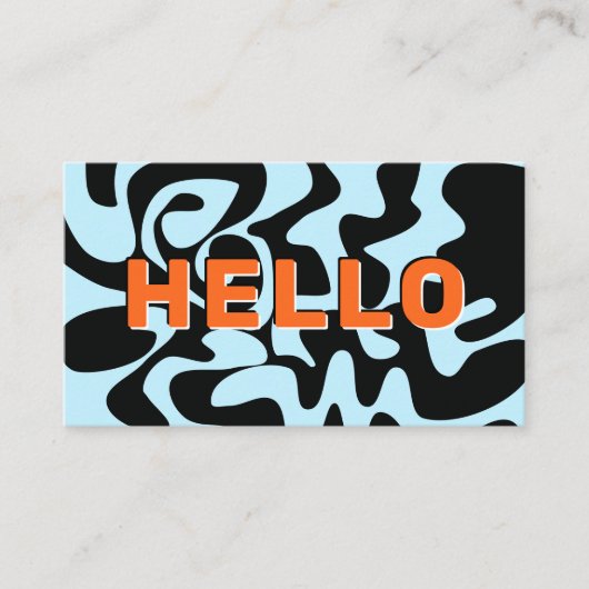 Big letters Hallo Modern Black Bleek Blue Sinaasap Visitekaartje (Voorkant)