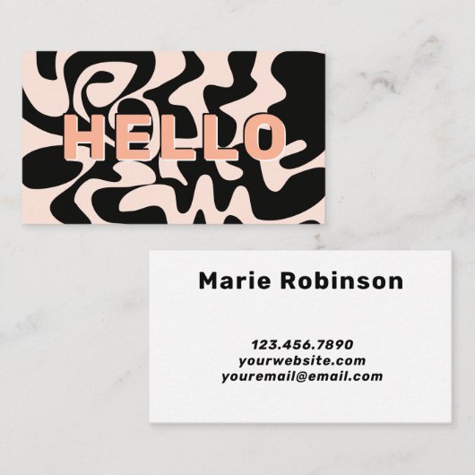 Big letters Hallo Modern Black en Pastel Pink Visitekaartje (Voorkant / Achterkant)