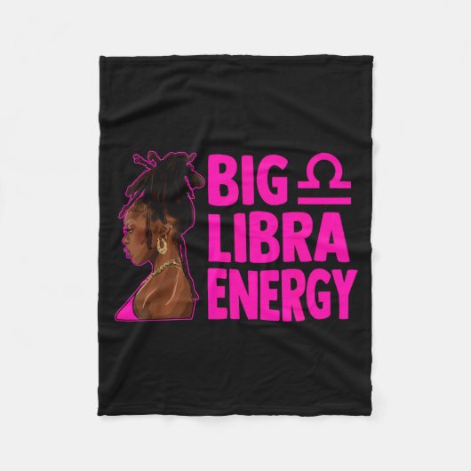 Big Libra Energy Birthday Loc'd Woman Zodiac Bday Fleece Deken (Voorkant)