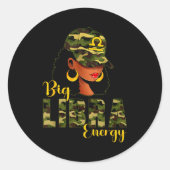 Big Libra Energy Camouflage Black Woman Cap Zodiac Ronde Sticker (Voorkant)