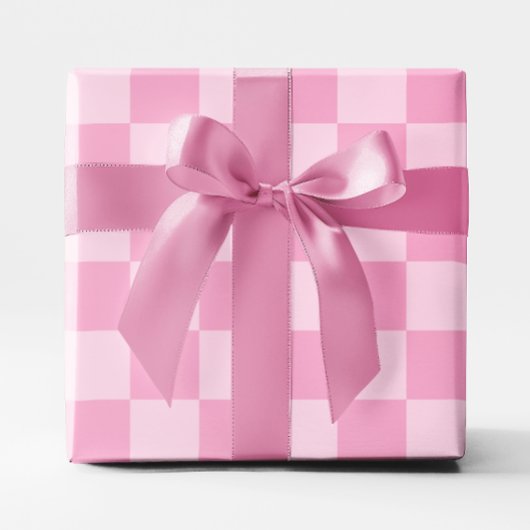 Big Light Pink geruit Cadeaupapier