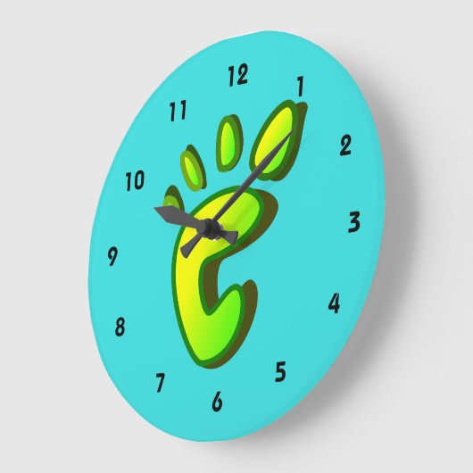 Big Lime Green Footprint Grote Klok (Hoek)