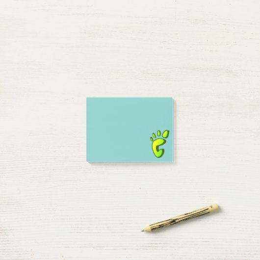 Big Lime Green Footprint Post-it® Notes (Op bureau)