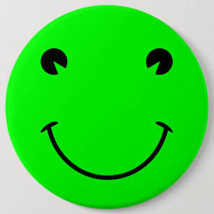Big Lime Green Frog Smile Ronde Button 6,0 Cm