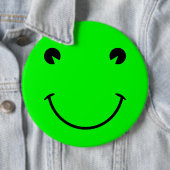 Big Lime Green Frog Smile Ronde Button 6,0 Cm (In situ)