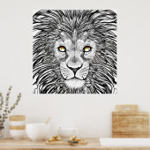 Big Lion Face | Zwart-wit Poster (Keuken)