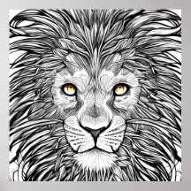Big Lion Face | Zwart-wit