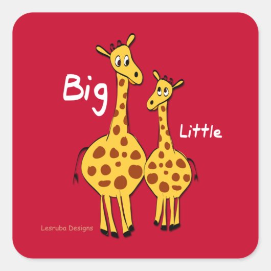 Big Little Giraffe Vierkante Sticker (Voorkant)
