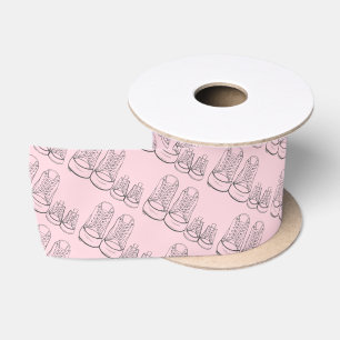 Big Little Shower New Baby Shower Sneaker Pink Gir Satijnen Lint