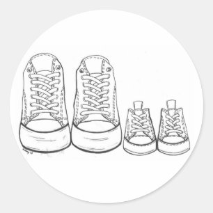 Big Little Sneakers laat nieuwe aankomende Baby zi Ronde Sticker