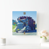 Big Logging Truck Drivers Wall Clock Vierkante Klok (Huis)