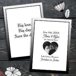 Big love. Big day. Save the date. Black Border Kaart