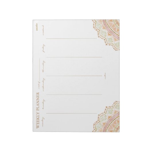 BIG LOVE  Gold Boho Mandala Weekly Planner Notitieblok (Linkerzijde)