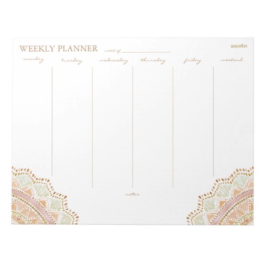 BIG LOVE  Gold Boho Mandala Weekly Planner Notitieblok (Voorkant)