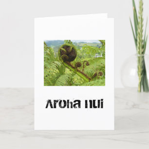 Big Love Koru. Boven de kaart van de groeten.