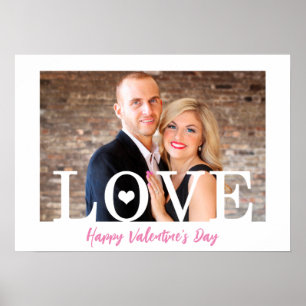 Big LOVE Letters Modern Uw fotoroze script Poster