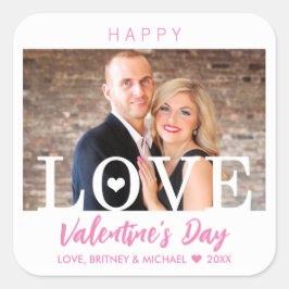 Big LOVE Modern Letters | Uw fotoroze script Vierkante Sticker