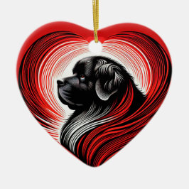 Big Love Newfie in een hartvormig keramisch Orname Keramisch Ornament