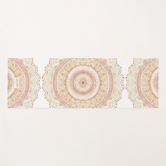 BIG LOVE Roos Gold Waterverf Boho Mandala Yogamat (Voorkant (horizontaal))