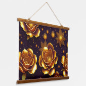 Big Luxury Gold Roos Modern Collectie Hangend Wandkleed (Gebogen)