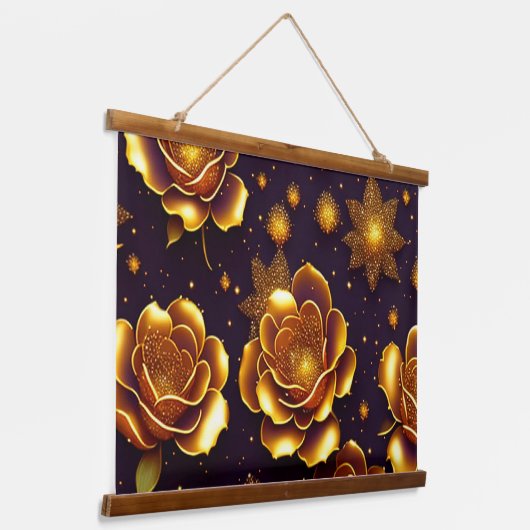 Big Luxury Gold Roos Modern Collectie Hangend Wandkleed (Gebogen)