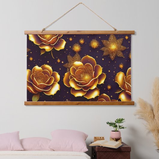 Big Luxury Gold Roos Modern Collectie Hangend Wandkleed (Slaapkamer)