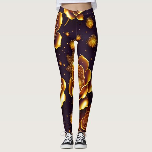 Big Luxury Gold Roos Modern Collectie Leggings (Voorkant)
