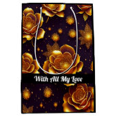 Big Luxury Gold Roos Modern Collectie Medium Cadeauzakje (Voorkant)