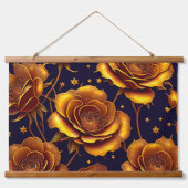 Big Luxury Gold Trendy Roos Collectie Hangend Wandkleed (Voorkant)