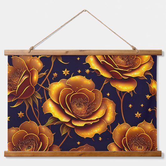 Big Luxury Gold Trendy Roos Collectie Hangend Wandkleed (Voorkant)