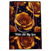 Big Luxury Gold Trendy Roos Collectie Medium Cadeauzakje (Voorkant)