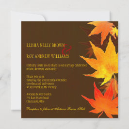Big Maple Leaves Chocolate Brown Fall Wedding Kaart