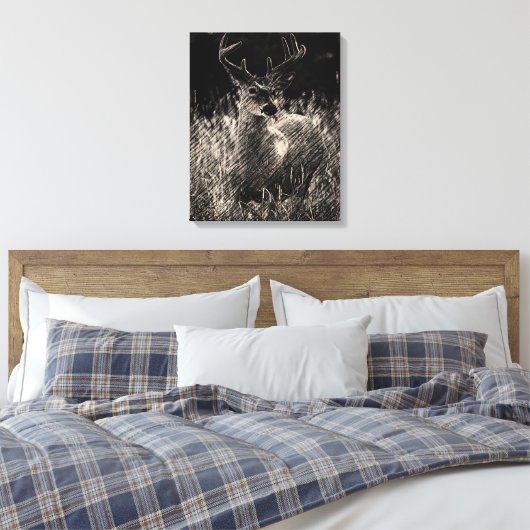 Big Meadows Buck Stretted Canvas Print (Insitu (Slaapkamer))