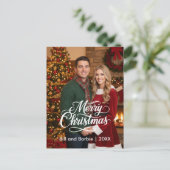 Big Merry Christmas Couples Foto Voorkant Feestdagenkaart (Staand voorkant)