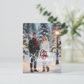 Big Merry Christmas Couples Photo Front Feestdagenkaart (Staand voorkant)