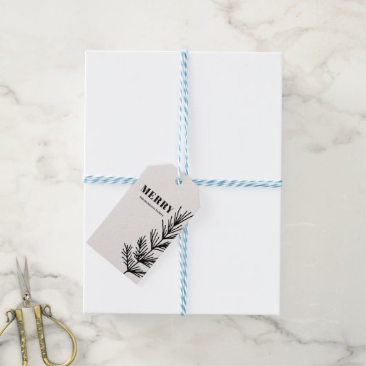 Big Merry & Leaves Cadeaulabel (Met Touw)