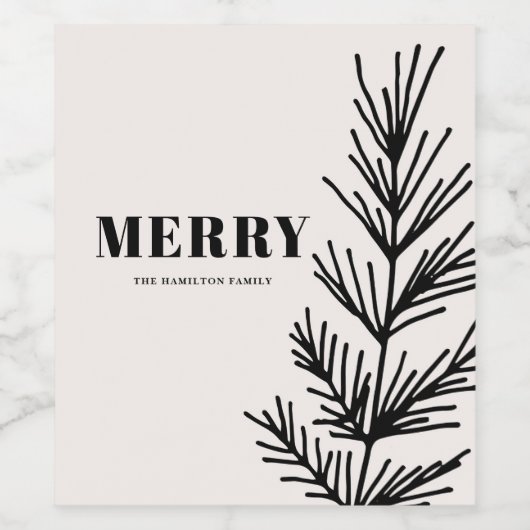 Big Merry & Leaves Wijn Etiket (Enkel label)