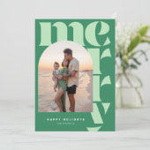 Big Merry Modern Arch Foto Feestdagenkaart (Staand voorkant)