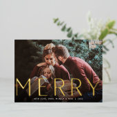 Big Merry | Volledige kerstfoto Folie Feestdagenkaart (Staand Voorkant)