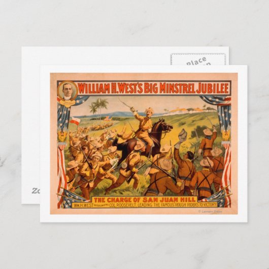 Big Minstrel Jubilee Charge San Juan Hill Briefkaart (Voorkant / Achterkant)