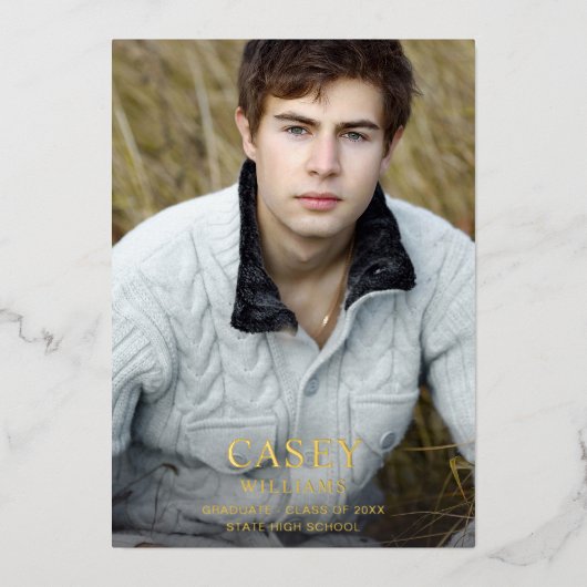 Big Mod Name Photo Graduparty Vertical Dark Folie Uitnodiging (Voorkant)