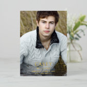 Big Mod Name Photo Graduparty Vertical Dark Folie Uitnodiging (Staand Voorkant)