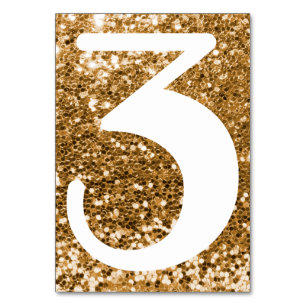 Big Modern Number Faux Gold Glitter Kaart