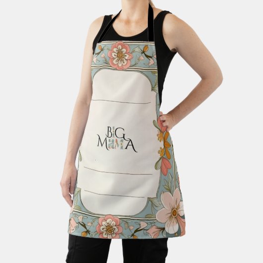 Big Moma I Am Floral Apron – Mint & Peach Bloom  Schort (Insitu)