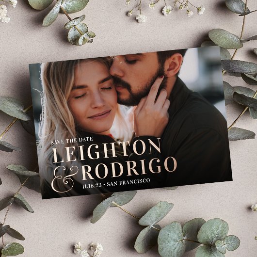 Big Moment | Volledige foto slaat de datum op Folie Uitnodiging