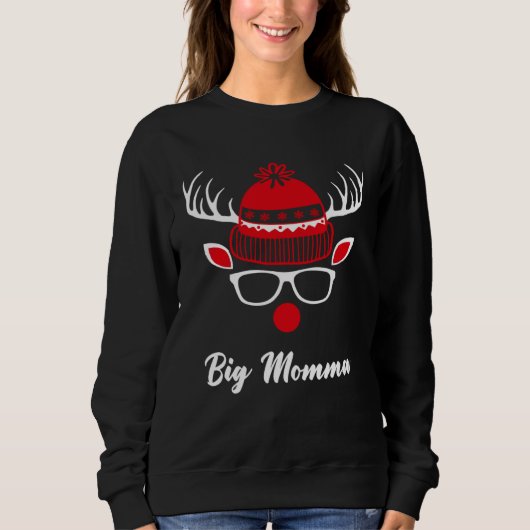 Big Momma  Christmas Reindeer Face Family Matching Trui (Voorkant)