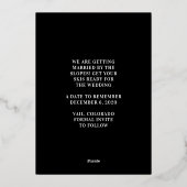 Big Monogram geperste goudolie bespaart de datum Folie Uitnodiging (Achterkant)