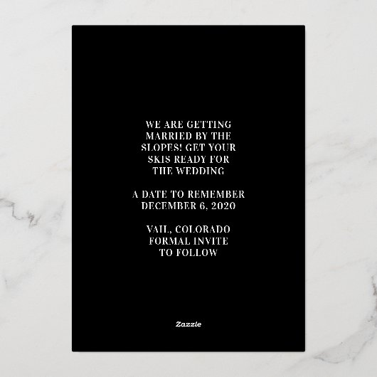 Big Monogram geperste goudolie bespaart de datum Folie Uitnodiging (Achterkant)