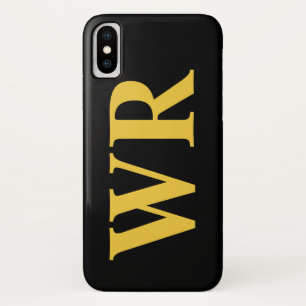 Big Monogram letters Yellow en Black Bold Style iPhone X Hoesje
