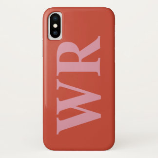 Big Monogram Letters Zacht Rood en Roze Vette stij iPhone X Hoesje